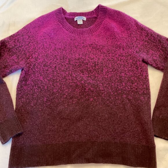 Athleta Womens Medium Sweater Crewneck Wool Purple Jacquard Ombre - Picture 2 of 16